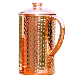 Handcrafted pure copper water jug with lid  ayurvedic drinkware