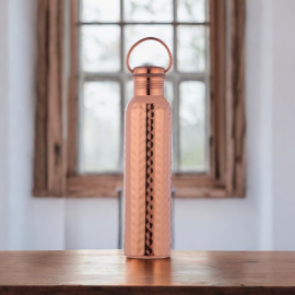 Hammered copper water bottle with handle