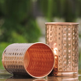 Copper hammered tumbler set of 2