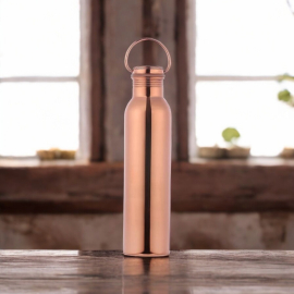 Plain copper water bottle with handle